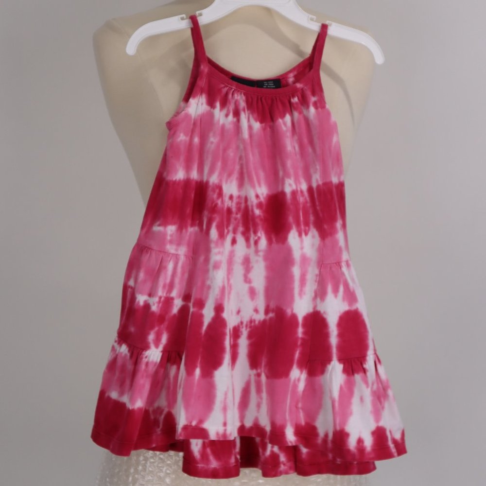 🩰 Tie Dye Dress NWOT Girls Beach Cover Up Sleeveless Ruffled Tiered Pink…
